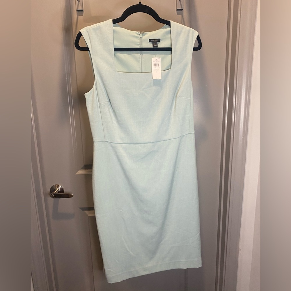 Ann Taylor Mint Square-Neck Dress